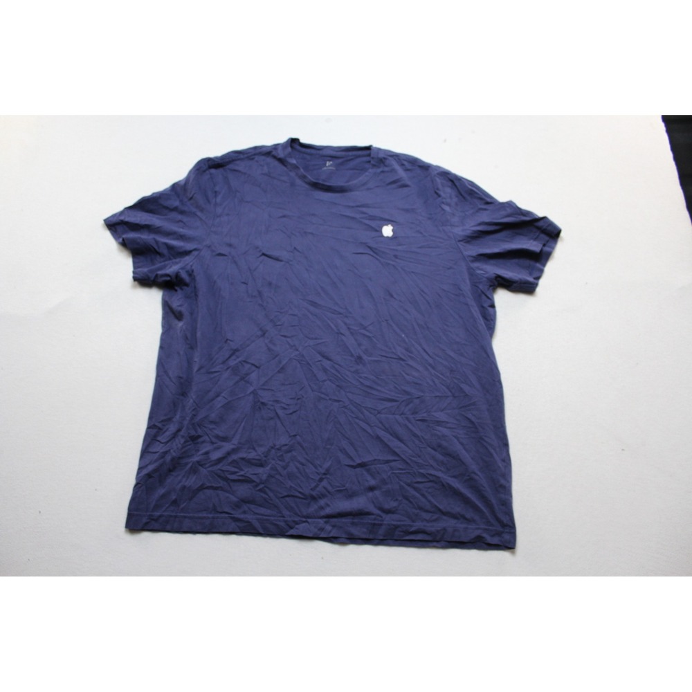 Apple T-Shirt Mens Large Navy Blue Good Embroidered Logo Short Sleeve Tee